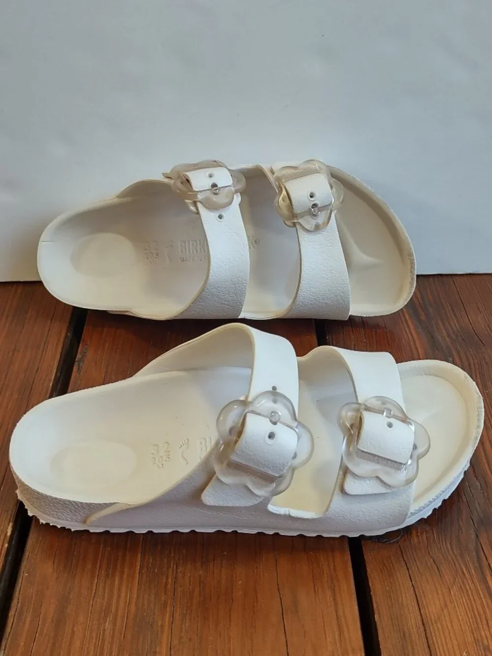 Birkenstock Kid Arizona Flower Sandals EVA Double Strap Eggshell EU 32  US 1-1.5